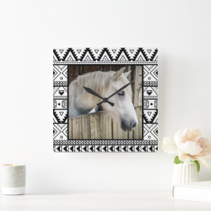 Horloge Carrée Cheval de Custom Western Chic 1 Photo