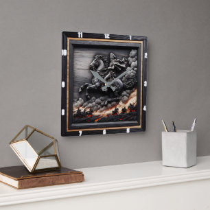 Horloge Carrée Cheval Napoléon de cavalerie