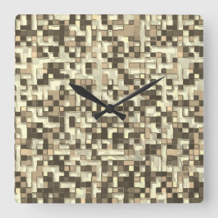 Horloge Carrée Chevauchement de petits carrés dans les tons beige