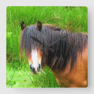 HORLOGE CARRÉE CHEVAUX