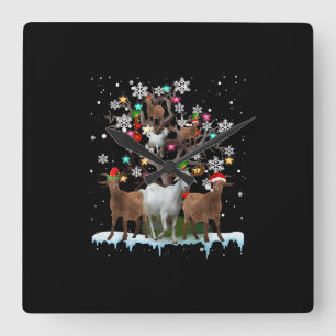 Horloge Carrée Chèvre de Noël sur arbre Père Noël Chèvre Lover