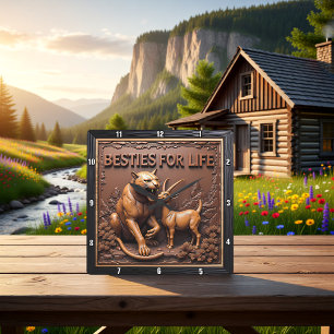 Horloge Carrée Chèvre Panthère Animal Détaille