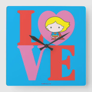 Horloge Carrée Chibi Supergirl LOVE