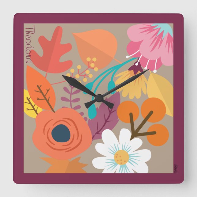 Horloge Carrée Chic Abstract Gold Leaf (Recto)
