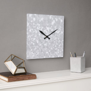 Horloge Carrée Chic élégant glamour Faux Paillettes Blanches
