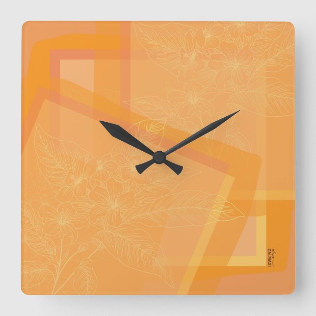 Horloge Carrée Chic Gold Orange Abstract (Recto)