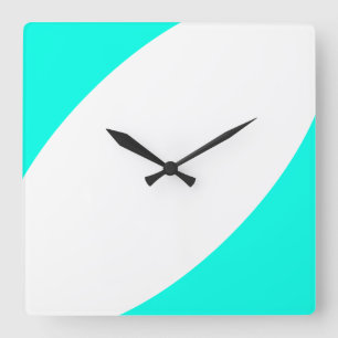 Horloge Carrée Chic Moderne Bright White Aqua Courbes Abstraites