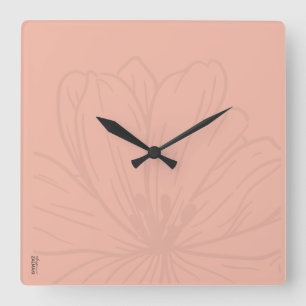 Horloge Carrée Chic or rose Abstrait floral