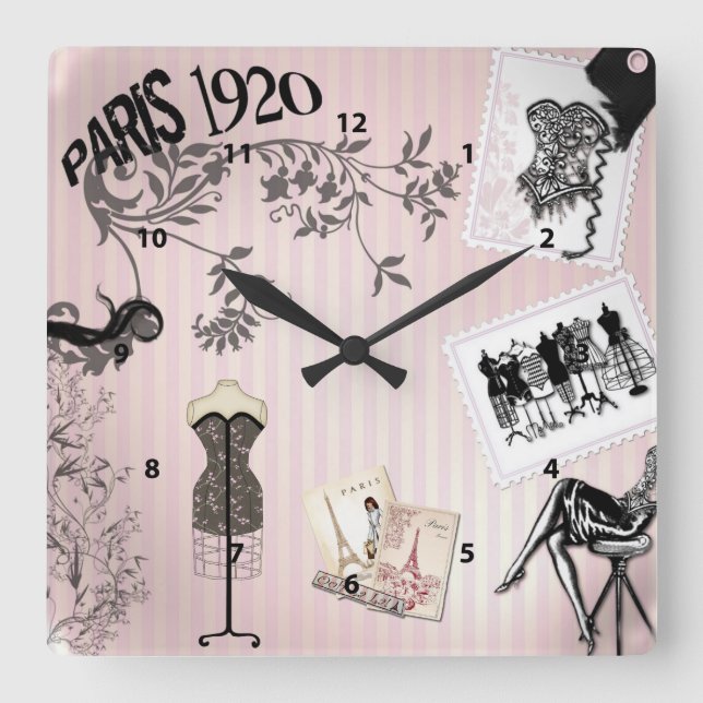 Horloge Carrée Chic Paris (Recto)