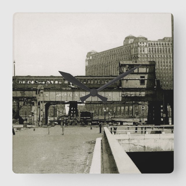 HORLOGE CARRÉE CHICAGO MERCHANDISE MART TROLLEY TRAIN COULEUR D'E (Recto)