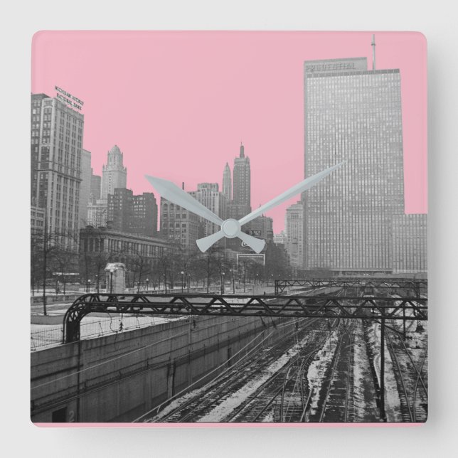 Horloge Carrée Chicago Rail Yards Michigan Avenue 1960 photo (Recto)