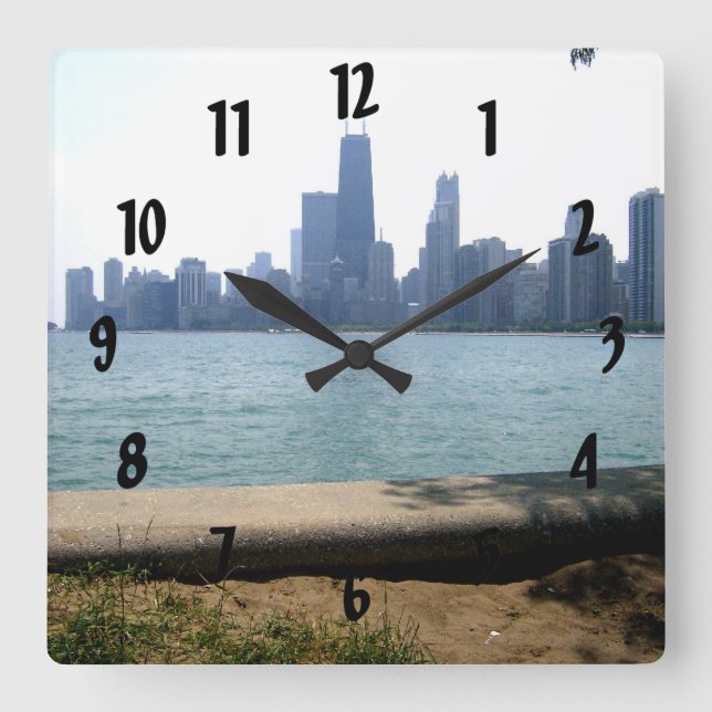 Horloge Carrée Chicago Skyline (Recto)