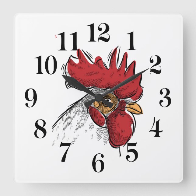 Horloge Carrée Chicken Head Wall Clock (Recto)