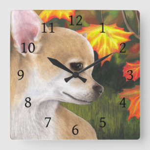 Horloge Carrée Chien 84 Chihuahua Automne Automne automne