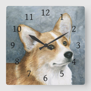 Horloge Carrée Chien 89 Corgi