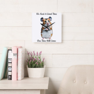 Horloge Carrée Chien blanc de chiot mignon design -