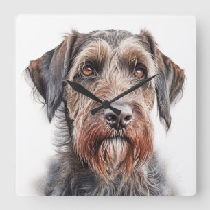 Horloge Carrée CHIEN Brown ET BLANC ALLEMAND À POILS DURS POINTER