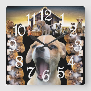 Horloge Carrée Chien Chien Chien Chien Propriétaire Animaux Cadea