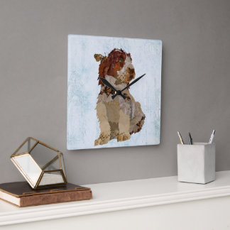 HORLOGE CARRÉE CHIEN DE CHEVEUX ET BOUTEILLE ALLEMANDE