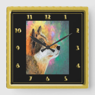 Horloge Carrée Chien Husky Daze