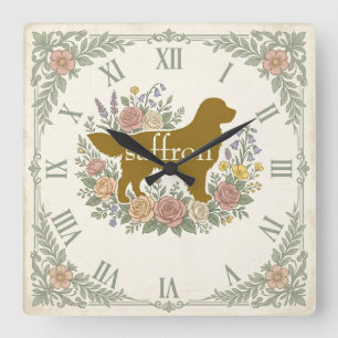 Horloge Carrée Chien vintage Golden Retriever personnalisé