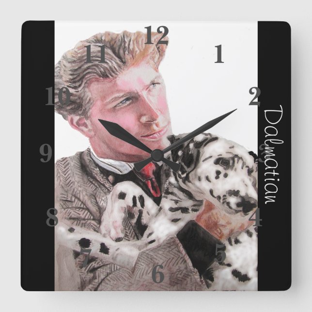 Horloge Carrée Chiens de Dalmatie Chiens d'art Animaux Enfants Ho (Recto)