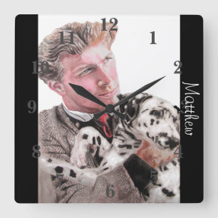 Horloge Carrée Chiens de Dalmatie Chiens d'art Animaux Enfants Ho