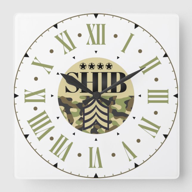 Horloge Carrée Chiffre du général de l'armée de terre (Recto)
