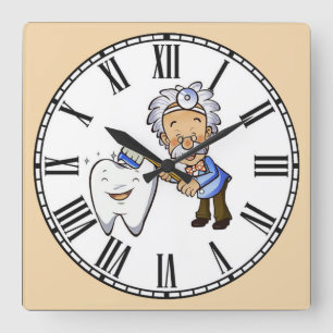Horloge Carrée Chiffres romains dentistes