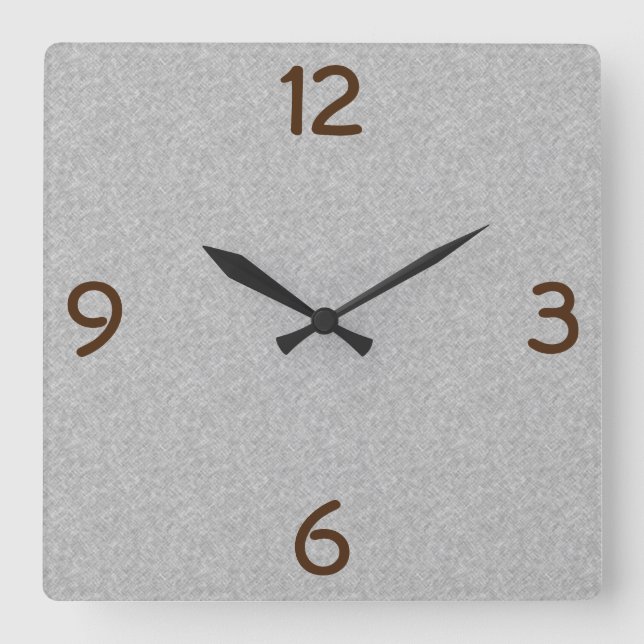 Horloge Carrée Chiffres trimestriels minimalistes gris (Recto)