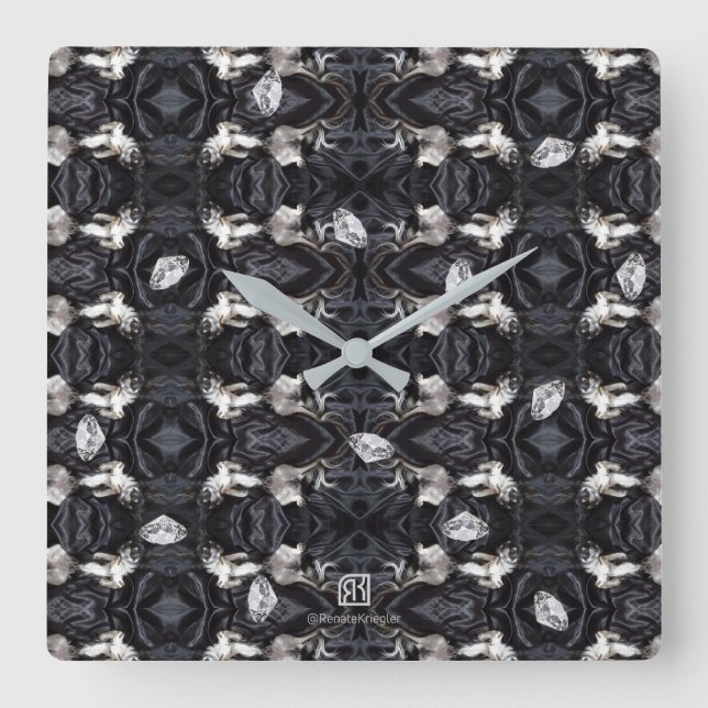 Horloge Carrée Chihuahua et diamants (Recto)