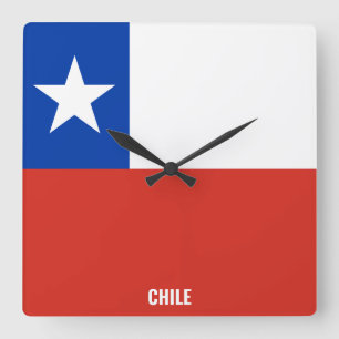 Horloge Carrée Chili Drapeau éblouissant patriotique