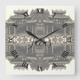 Horloge Carrée Chine Ancienne Canton Foshan temple ancestral Gran