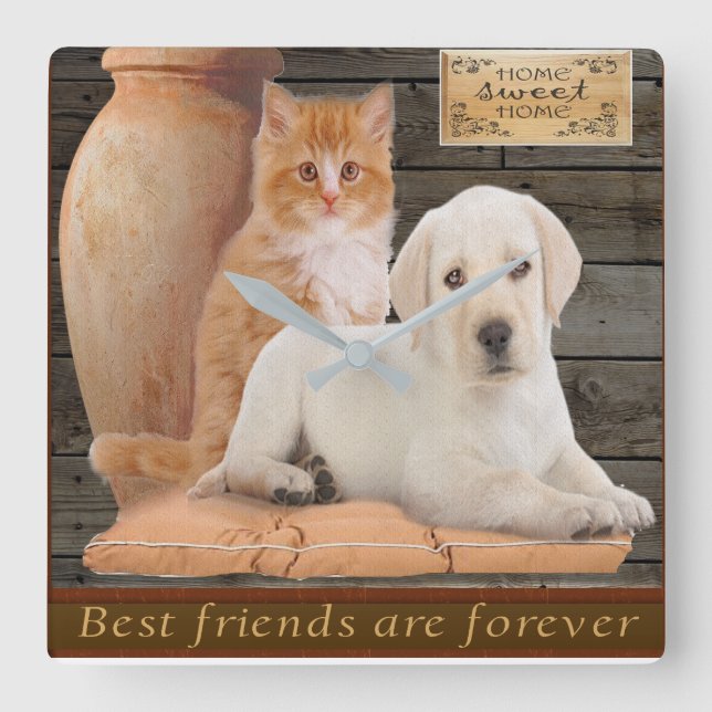 Horloge Carrée Chiot (Recto)