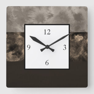 Horloge Carrée Chocolate and Taupe Block stripes