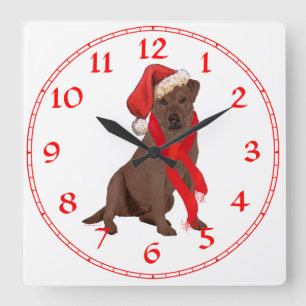 Horloge Carrée Chocolate Labrador