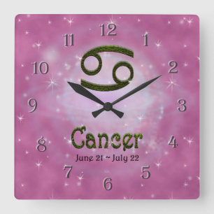 Horloge Carrée Choisir la couleur Cancer Symbole astrologique zod