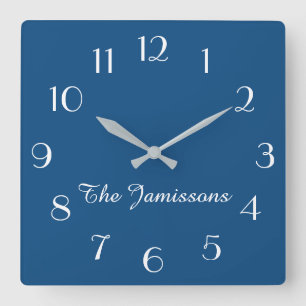 Horloge Carrée Choisissez votre couleur ou votre minimaliste bleu
