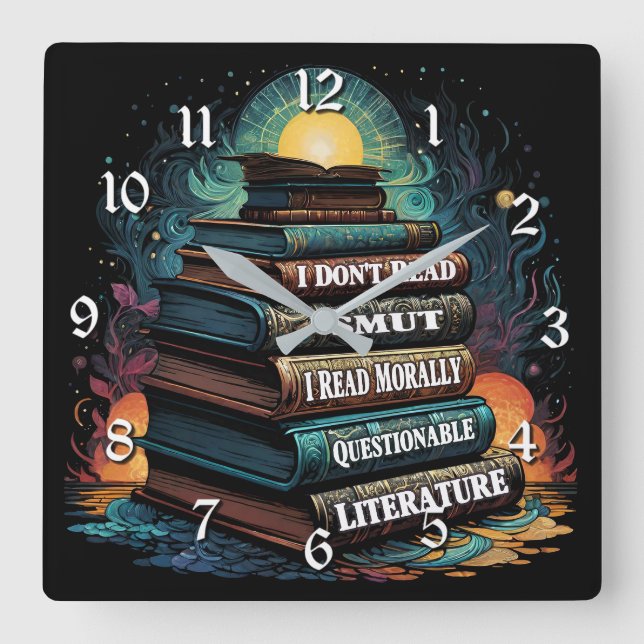 Horloge Carrée Choix de livres Humour (Recto)