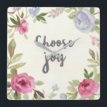 Horloge Carrée Choose Joy Pastel Floral<br><div class="desc">This watercolor prints fonctionts soft watercolor flower | By Pela Studio</div>