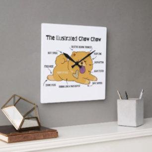 HORLOGE CARRÉE CHOW ILLUSTRÉ