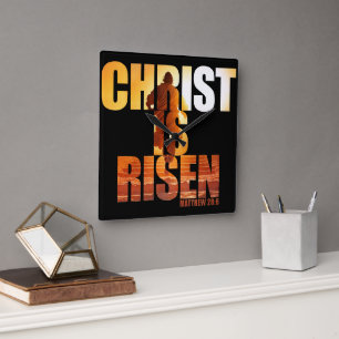 Horloge Carrée Christ ressuscité - Résurrection de Jésus Pâques