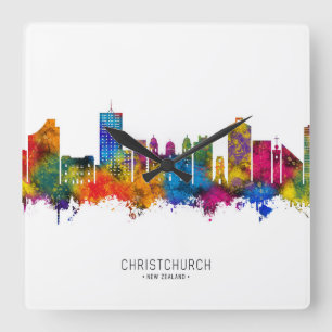 Horloge Carrée Christchurch New Zealand Skyline