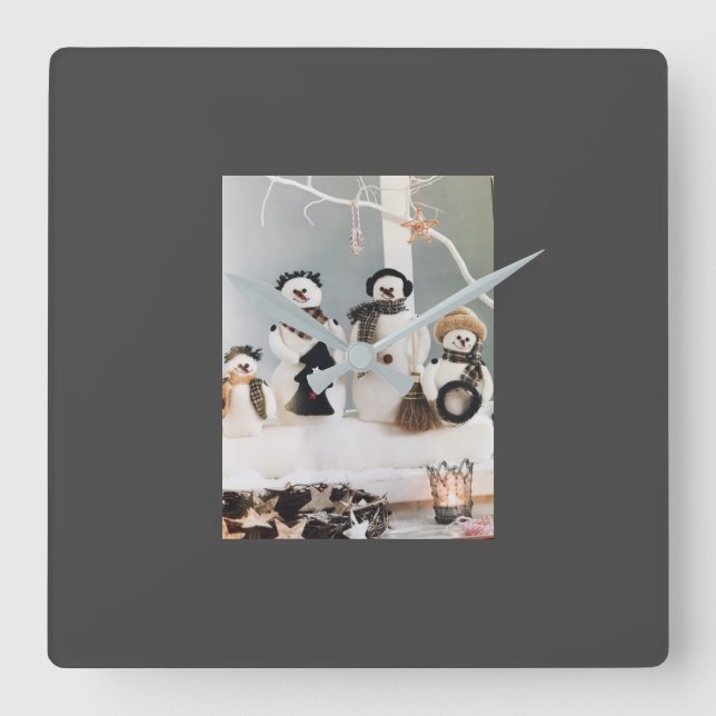 HORLOGE CARRÉE ****CHRISTMAS CUTE SNOWMEN**** FERMER (Recto)