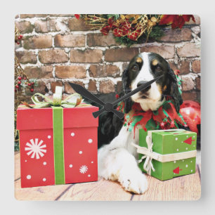 Horloge Carrée Christmas - English Springer