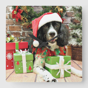 Horloge Carrée Christmas - English Springer Espagne - Lucy