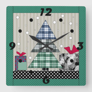 Horloge Carrée Christmas pattern, new year, christmas t