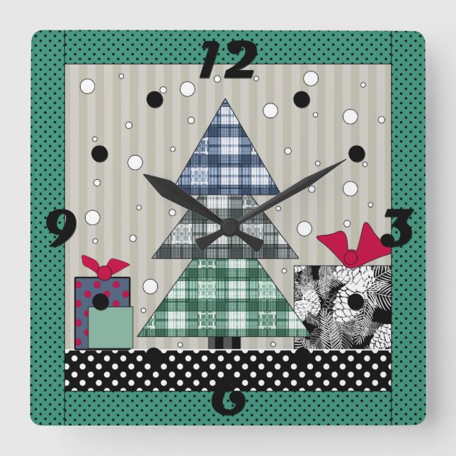 Horloge Carrée Christmas pattern, new year, christmas t (Recto)