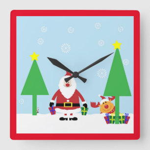 HORLOGE CARRÉE CHRISTMAS PÈRE NOËL SCENE