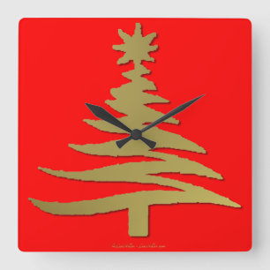 Horloge Carrée Christmas Tree Stencil
